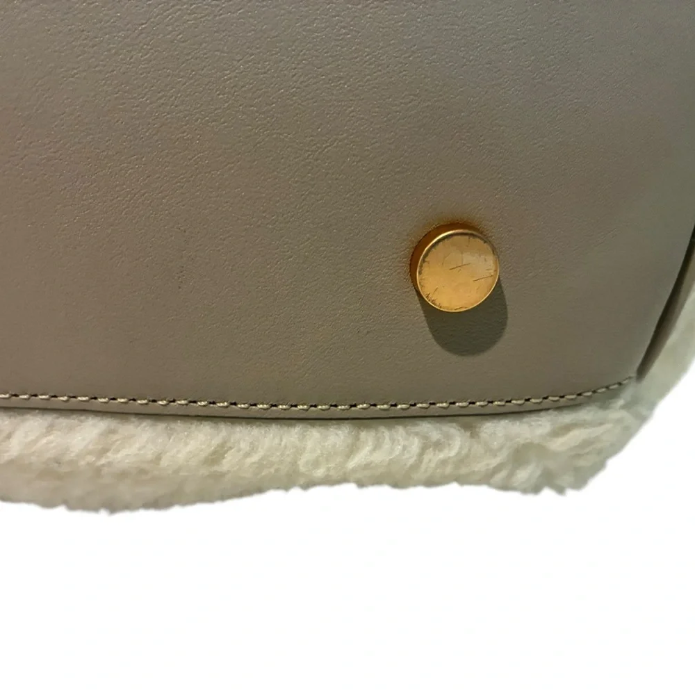 Kate Spade Everything Racing Stripe Faux Shearling Large Tote EUC - Picture 7 of 16